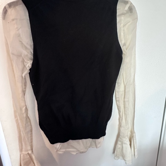 Dolce and Gabbana beige blouse bell sleeves black lace vest two different tops - Picture 3 of 13